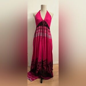 Free People Wide Leg Jumpsuit Fushia Halter Medium